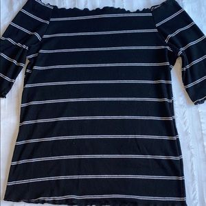 Caution to the Wind off the Shoulder Striped Top